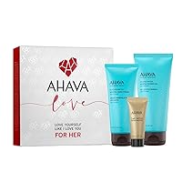 AHAVA Kit For Her, Includes Sea-Kissed Mineral Hand Cream, Sea-Kissed Shower Gel, and 24K Gold Mineral Mud Mask