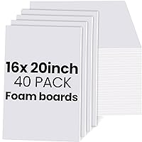 40 Pcs White Foam Board 16 x 20 x 3/16 Inch 5mm Foam Sheets Lightweight Double Sided Foam Core Polystyrene Sheet White Craft Foam for Crafts Framing Art Display Presentation School Projects