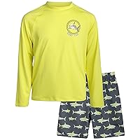 iXtreme Boys' Rashguard Set - UPF 50+ 2-Piece Long Sleeve Swim Shirt and Trunks Swimsuit Set (Infant/Toddler/Kid)
