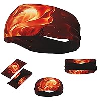 Red Flame Headbands Sports Sweatbands for Men Women Hair Band Wicking Elastic Sweat Bands