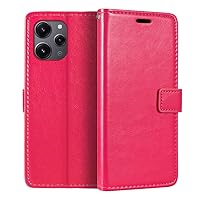 for Xiaomi Redmi 12 4G Case, Premium PU Leather Magnetic Flip Case Cover with Card Holder and Kickstand for Xiaomi Redmi Note 12R 5G (6.79”) Rose