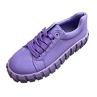 Women Sneakers Walking Shoes Casual Round Toe Platforms Lace Up Shoes Flat Walking Sneakers