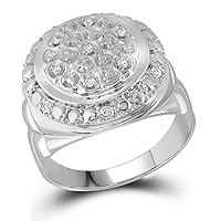 The Diamond Deal Sterling Silver Mens Round Diamond Circle Fashion Ring 1/10 Cttw