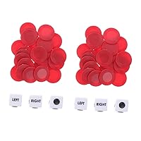 ERINGOGO 2 Sets Game Dice Desk Dice Game Tiys Poker Cards Cool Gadgets for Teens Left Right Center Card Game Playing Dice Poker Chips Acrylic Fun Games Red Six Colors