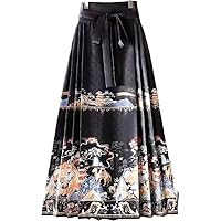 Horse Face Skirt with Vintage Style, New Chinese Style Slimming Long Skirt Women's Horse Face Skirt
