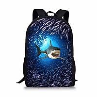 Showudesigns Shark Backpack for Primary Boys Girls Ocean Bookbag Elementary School Kids Back Bag Blue Animal Bagpack