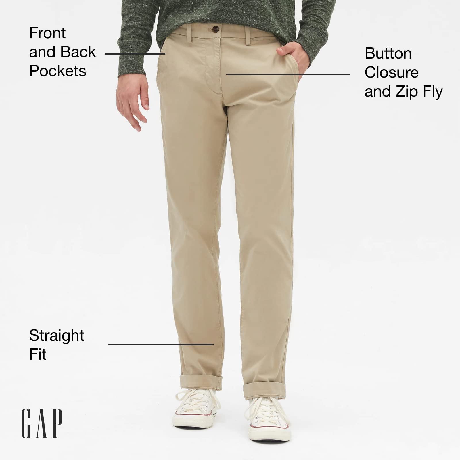 GAP Men's Essential Straight Fit Khaki Chino Pants