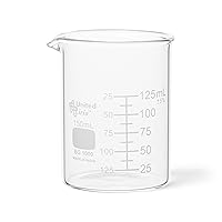 150mL Beaker, Low Form Griffin, Borosilicate 3.3 Glass, Double Scale, Graduated, United Scientific BG1000-150OS, Pack of 12
