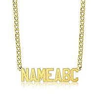 GOLDCHIC JEWELRY Name Necklace Personalized for Men, Womens Custom Name Plate Chain, Stainless Steel Customized Old English Nameplate Choker with Curb Chains Custom, 16 inches to 30 inches
