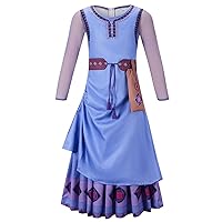 Wish Cosplay Asha Princess Dresses, Kids Retro Halloween Party Cosplay Suit, Girls Stage Gown Dresses