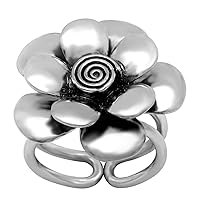 Dainty Flower 925 Sterling Silver Oxidized End Open Wedding Ring Women Girl Jewelry
