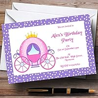 Princess Carriage Pink And Lilac Theme Personalized Birthday Party Invitations