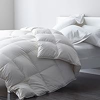 DWR Heavyweight Feather Down Comforter California King, 100% Cotton Cover, Warm Hotel Style Bed Quilt, Thicker Winter Duvet Insert for Cold Sleepers (Ivory White, 104x96)