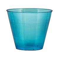 Party Essentials N92505 Brights Plastic Party Cups/Tumblers, 9-Ounce Capacity, Neon Blue (Case of 500)