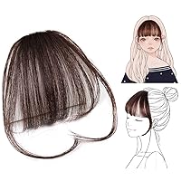 Blunt Bangs Natural Air Bangs Clip On Hair Extension Fake Fringe Front Straight Fake Hairpiece Black Brown（7#）
