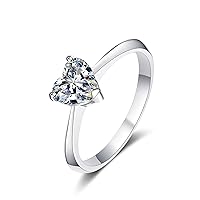 StarGems® Heart Cut 0.5-2ct Moissanite 925 Silver Platinum Plated Ring RX086
