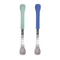 Nuby 2-in-1 Hot Safe Feeding Spoons - (2-Pack) Spoons for Babies 6+ Months - Blue and Aqua