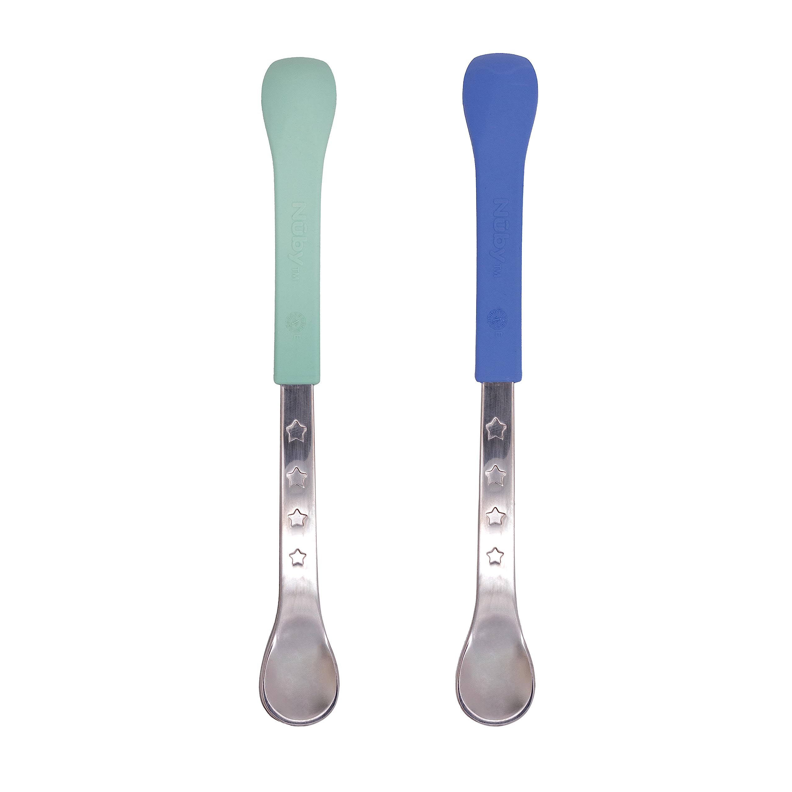 Nuby Heat Sensitive 2-N-1 Dual Ended Spoons - 2 pack, Girl