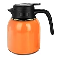 Beyoung 34Oz Thermal Coffee Carafe, Insulated Stainless Steel Coffee Carafes Double Walled Vacuum Coffee Carafe for Keeping Hot & Cold Coffee 12Hours (Orange)