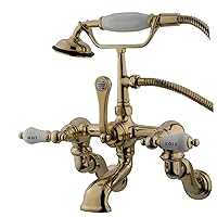 Bestway Store Elements of Design DT4572CL Hot Springs Wall Mount Clawfoot Tub Filler with Hand Shower, Polished Brass