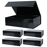 Aimyoo 5 Pack Black Magnetic Gift Boxes with Lids 10.5x7x3 in, Medium Bridesmaid Groomsman Proposal Box, Rectangle Collapsible Box for Present Graduation Birthday Wedding Storage, 1 Count (Pack of 5)