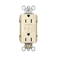 Legrand radiant 1597TRLACCD4 15 Amp GFCI Self Test Tamper Resistant Decorator Duplex Outlet, Light Almond (1 Count)