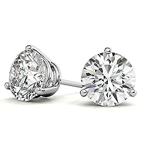 Moissanite Stud Earings, 1ct-3ct DEF Color Brilliant Round Cut Lab Created Diamond Earring in Pure 10K/14K/18K Gold Friction Push Back for Women