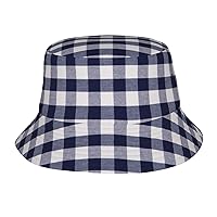 RFSHOP Bucket Hat, Blue and White, Checkered Houndstooth Hat, Wide Brim Hat, Women's, Fisherman Hat, Sun Hat, Fishing Hat, Sun Hat, Folding Hat, Work Cap, Spring and Summer Sun Hat, UV Protection,