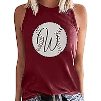 Baggy Shirts Women's Baseball Print Sleeveless Vest Summer Three Color T Shirt Women T Shirt for Summer