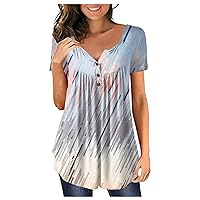 Womens Fashion, Cute Tops Backless Tops for Women Ladies Short Sleeve Tee Women's Tshirt V Neck Tops Loose Shirt Plus Size Daily Button Summer Blouse Print Casual Tunic Yoga Tops (Light Gray,X-Large)