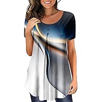 Womens Casual Shirts Round Neck Short Sleeve Classy Tops for Women Printing Fashion Womens Short Sleeve Tops