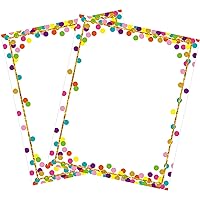 100 Sheets Back to School Confetti Stationery Computer Paper 8.5x10.5 Border Stationary Letterhead Paper for Teacher Printing Writing Letters, School Printer Supplies for Kids Home Family