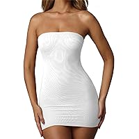 ACOSAP Women's Sexy Strapless See Through Bodycon Dress Novelty Mesh Sheer Club Party Mini Dress