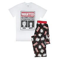 Mens Pyjama Set | Wanted Poster Short Sleeve Graphic Tee & Long Leg Print PJs | Sci-fi Comedy Merchandise