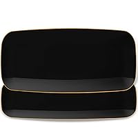 Blue Sky Organic Rectangle Black with Gold Rim Tray - 10.6