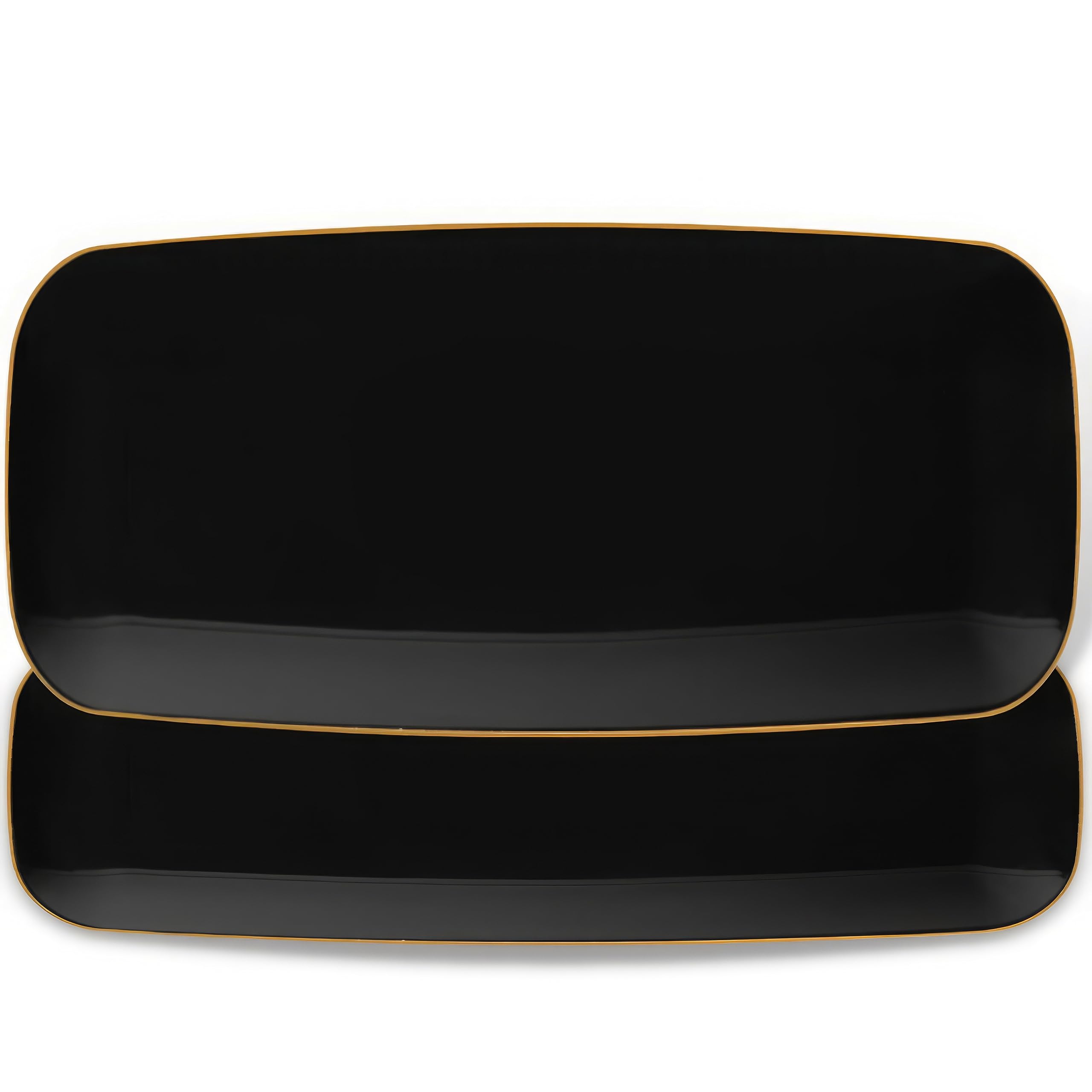 Organic Rectangle Black with Gold Rim Tray - 10.6