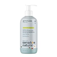 ATTITUDE 2-in-1 Shampoo and Body Wash for Baby, EWG Verified, Hypoallergenic Plant- and Mineral-Based Ingredients, Vegan and Cruelty-Free Products for Sensitive Skin, Unscented, 16 Fl Oz