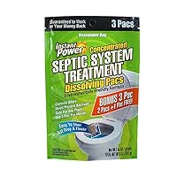 Concentrated Septic System Treatment Dissolving Pacs, Controls Odors, Safe on Pipes, 3 Pacs