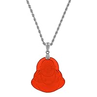 Laughing Buddha Red Jade Pendant Silver Necklace Rope Chain Genuine Certified Grade A Jadeite Jade Hand Crafted, Jade Necklace, 14k Laughing Jade Buddha necklace, Jade Medallion