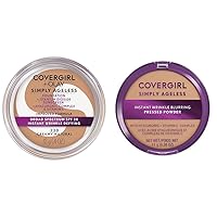 COVERGIRL & Olay Simply Ageless Instant Wrinkle-Defying Foundation, Creamy Natural 0.44 Fl Oz (Pack of 1) & Simply Ageless Instant Wrinkle Blurring Pressed Powder, Buff Beige, 0.39 Oz.