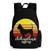 Vintage Colors Chihuahua Mom Dog 17 Inch Laptop Backpack Large Capacity Daypack Travel Shoulder Bag for Men&Women