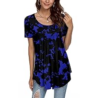 CATHY Women's 2024 Summer Short Sleeve Tunic Top Hide Belly Shirts Loose Comfy Blouse for Leggings