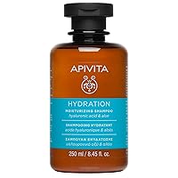 Apivita Hydration Moisturizing Hair Shampoo for All Hair Types - Natural Shampoo that Gently Cleanses, Offers Intense Hydration, Antioxidant Protection, Prevents Split Ends. 8.45 Fl Oz