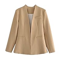 Women Fashion Blouse None Collar Solid Top Blouse Long Sleeve Thin Outwear Suit Tops Formal Soft Womens Trench