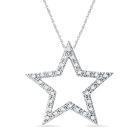 DGOLD 10KT White Gold Round Diamond Star Fashion Pendant (1/10 cttw)
