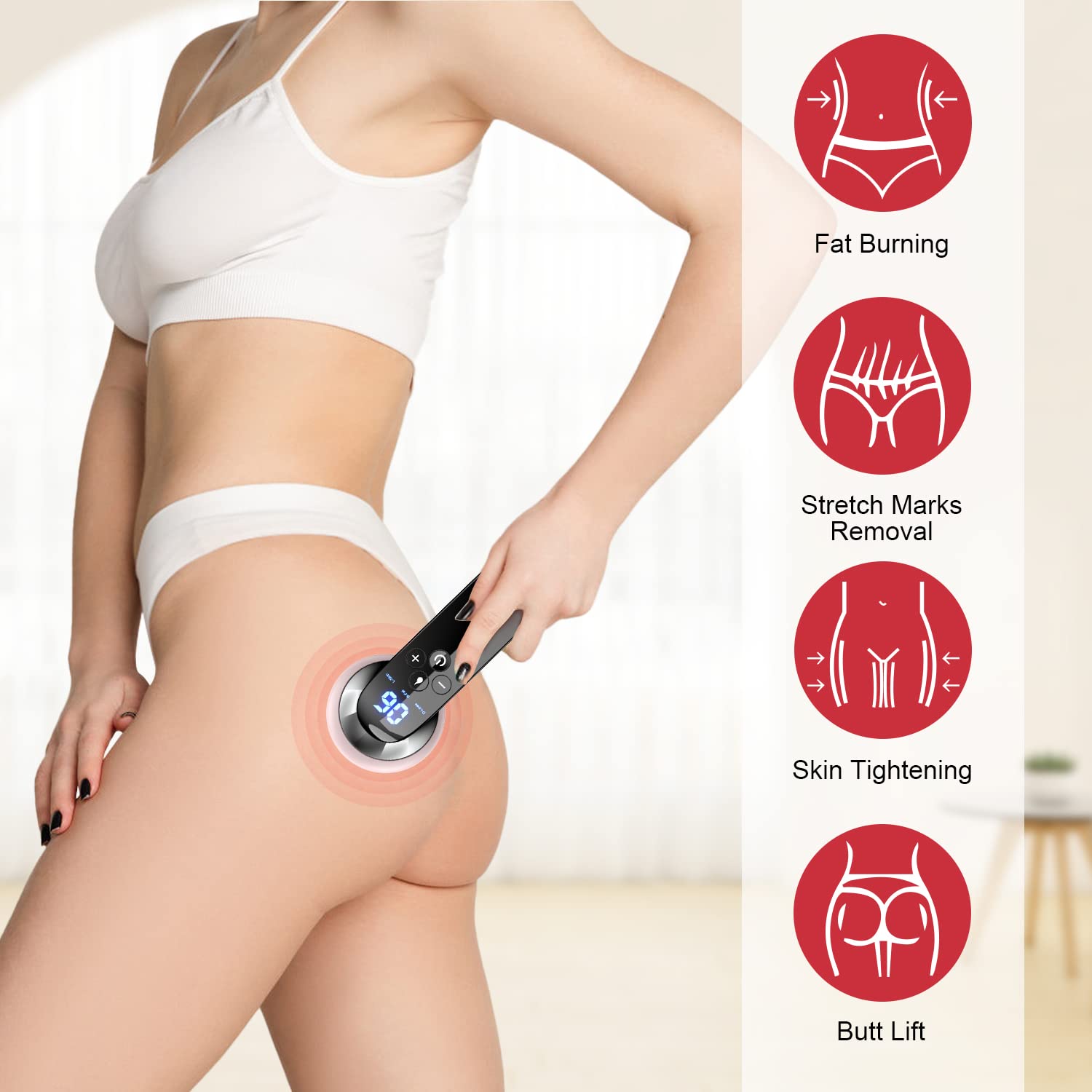 Byindorn Body Sculpting Machine - Electric Cellulite Massager - Handheld Wireless Body Shaping Device for Belly, Thigh, Arms, Hip, Leg - 3 Modes and 10 Adjustable Intensity