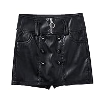 Vegan Leather Pants Loose Stretch for Women High Waist Solid Color Butt Lift Shiny Party Faux Leather Shorts