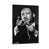 Martin Luther King Jr Poster Black And White Portrait of The Civil Rights Leader Canvas Painting Posters And Prints Wall Art Pictures for Living Room Bedroom Decor 12x18inch(30x45cm) Frame-style