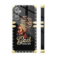 Samsung Galaxy A14 5G Case, Gorgeous Girl, Luxury Metal Decorative Soft TPU Drop Resistant Scratch Cover, Square Pattern, Camera Protector, Lightweight