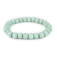 The Bead Chest Wood Stretch Bracelet, Mint Green - Stackable Beaded Jewelry, Unisex for Men & Women